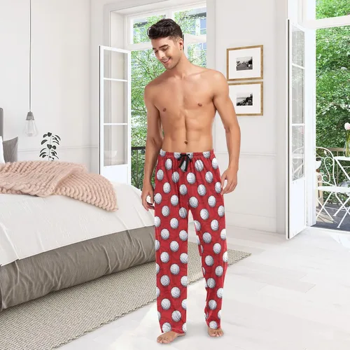 Vista 6 de Pantalones de pijama para hombre, pantalones de pijama de corte recto con bolsillos