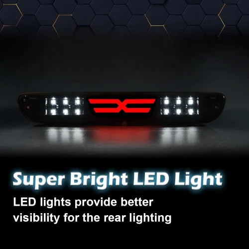 Vista 3 de PIT66 Barra LED de 3ª luz de freno, compatible con Chevy Colorado/Canyon X 2004-2012, luz de freno de montaje alto, luces traseras de carga, lente