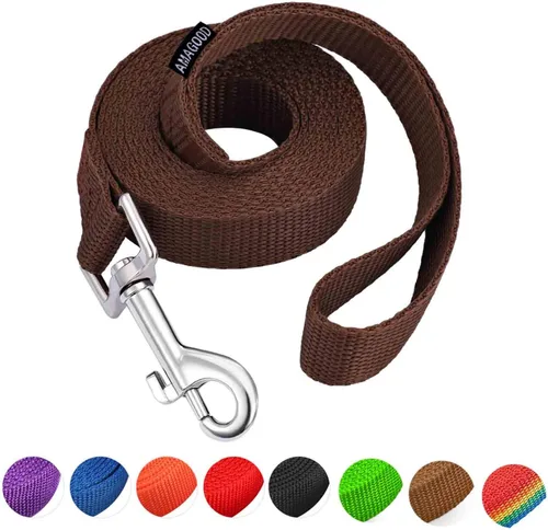 Vista 6 de AMAGOOD 6 pies de correas para cachorros/perros, correa de estilo tradicional resistente con gancho de cuello fácil de usar, correa para perros Negro