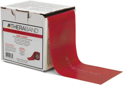 Vista 9 de THERABAND Resistance Band Red, Medium, 25-Yd Roll, Latex-Free Elastic Exercise Band for Physical Therapy, Yoga, Pilates, Stretching, Home Workouts