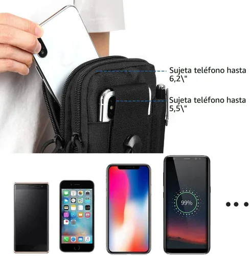 Vista 3 de Bolsa para cinturón, bolsa táctica Molle para teléfono, bolsas de utilidad EDC para la cintura, bolsa de cintura pequeña, funda para teléfono