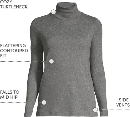 Vista 14 de Lands' End Supima - Suéter de cuello alto y mangas largas para mujer
