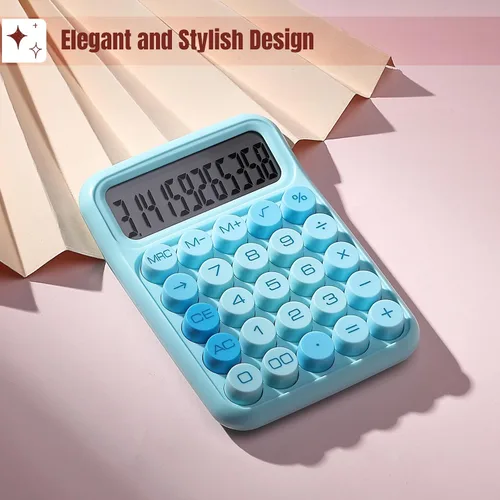 Vista 4 de Mr. Pen - Calculadora con interruptor mecánico, 12 dígitos, pantalla LCD grande, calculadora azul con botones grandes, suministros para el regreso