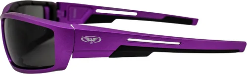 Vista 7 de Global Vision Sly - Lentes de motocicleta para mujer, cuatrimoto, acolchados, 2 pares de lentes ahumadas con marcos metálicos azules y morados
