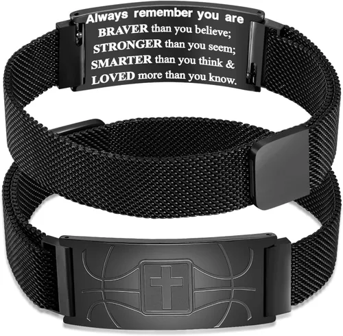 Vista 54 de Regalos de graduación, pulsera de fútbol, fútbol, baloncesto, béisbol, regalos de pulsera, pulseras de cruz de fe para hombres, bautismo, primera