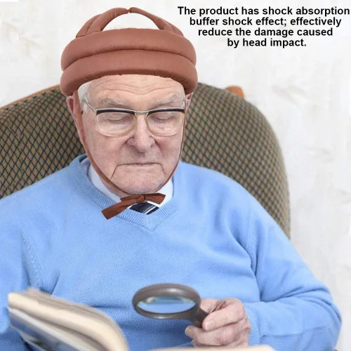 Vista 6 de Sombrero protector para ancianos, anticaídas, casco de seguridad ajustable, transpirable, cabeza de anciano