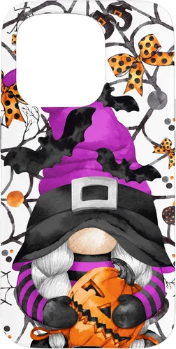 Vista 14 de iPhone 16 Lindo gnomo de Halloween para mujeres y bruja púrpura Witchy Boo Case