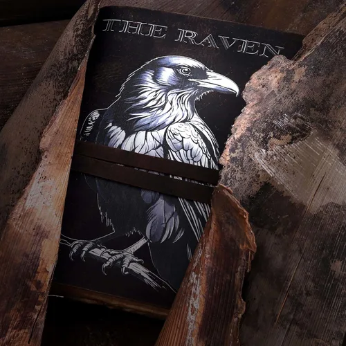Vista 2 de CREATIVE LEATHER ART Diario de cuero vintage 7x5 Raven Cuaderno de impresión UV
