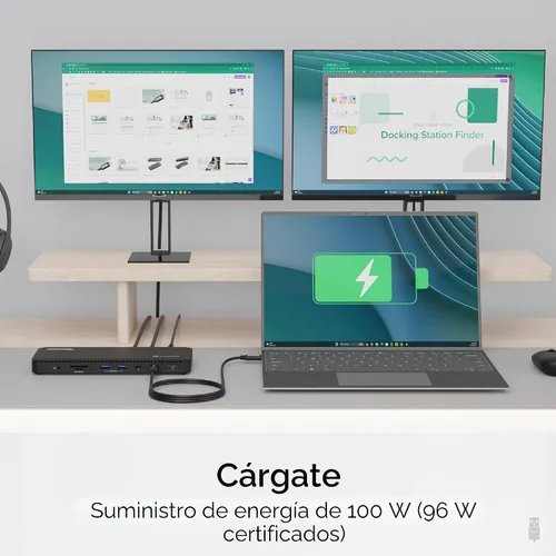 Vista 6 de Plugable Base de Conexión Thunderbolt 4 con Carga de 100W, Certificado Thunderbolt, Estación de Acoplamiento para Laptop con Monitor Dual Único 8K