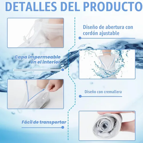 Vista 3 de Coume 2 pares de cubiertas para zapatos de lluvia antideslizantes impermeables, cubiertas protectoras reutilizables, cubiertas altas tipo botas
