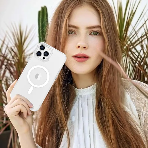 Vista 340 de Anuck - Funda magnética para iPhone 11 compatible con MagSafe, carcasa trasera mate translúcida dura, borde de TPU, delgada, resistente a impactos