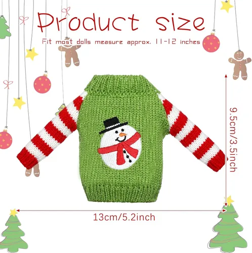 Vista 2 de Aoriher 3 piezas de ropa de muñeca de Navidad, accesorios de Navidad, conjunto de suéter pequeño, ropa de punto, alce, Navidad, árbol de Papá Noel