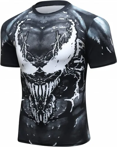 Vista 3 de Camisa de compresión para hombre, manga corta, capa base, camisetas de secado fresco