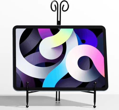Vista 9 de Soporte de placa para exhibición, caballete de placa de metal curvado negro para exhibición, soporte decorativo para arte, fotos y tarjetas, 6