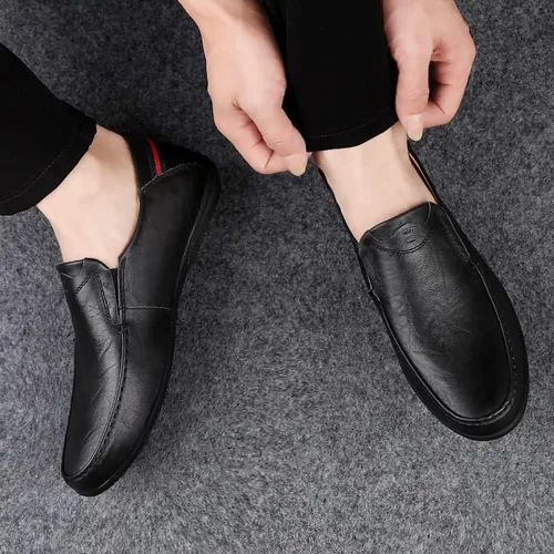Vista 7 de LUODENGLANG Mocasines de cuero genuino de alta calidad para hombre zapatos casuales sin cordones mocasines para conducir mocasines ligeros
