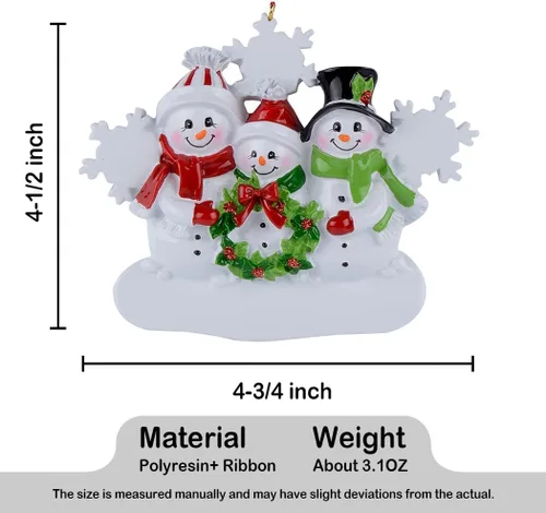 Vista 6 de Adornos de Navidad personalizados con diseño de muñeco de nieve, decoración de árbol de Navidad, regalos de reunión familiar para nietos, abuelos