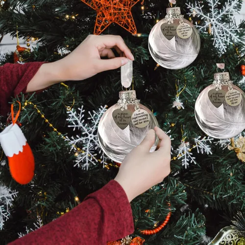 Vista 6 de Adornos conmemorativos para papá, bola de plumas transparente de Navidad - Una parte de mi corazón está en el cielo, regalo de condolencias por