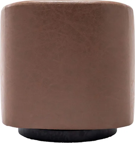 Vista 5 de Wovenbyrd Silla clásica Mid-Century giratoria de 360 grados, piel sintética marrón claro Marrón Oscuro Cuero (Dark Brown Faux Leather)