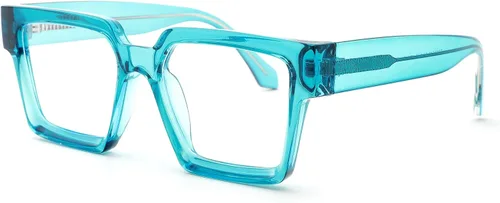 Vista 6 de Pro Acme Gafas cuadradas de gran tamaño con luz azul para hombres y mujeres, a la moda, rectangulares, con marco grueso, UV400, gafas falsas