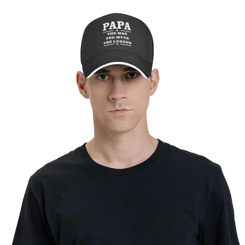 Vista 2 de Papa The Man The Myth The Legend Unisex Baseball Cap Dad Hat Adjustable Snapback Hats Sandwich Cap Trucker Hat Black