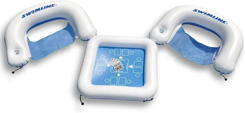 Vista 5 de Swimline Tablero de juego flotante multijuego para 2-4 jugadores, azul