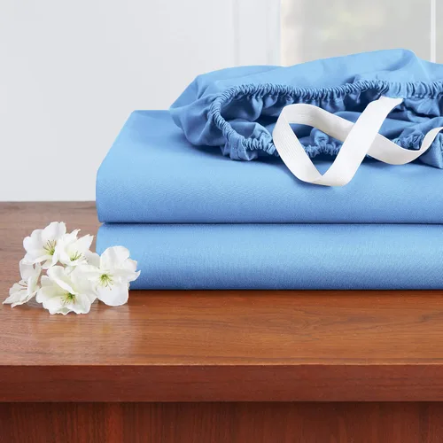 Vista 7 de Empyrean Bedding - Juego de sábanas de 6 piezas con correas ajustadas para mayor duración y resistencia, 110 GSM, tejido suave, Microfibra, azul