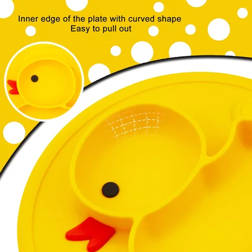 Vista 3 de Linowos Platos de silicona divididos para niños pequeños, placas de succión antideslizantes portátiles para niños, bebés y niños, sin BPA, plato