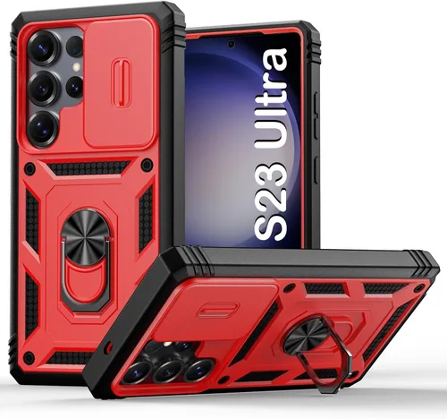 Vista 218 de PASNEW Funda militar para iPhone 13 Pro Max, cubierta de cámara deslizante y soporte de anillo de metal de 360°, carcasa rígida multicapa resistente