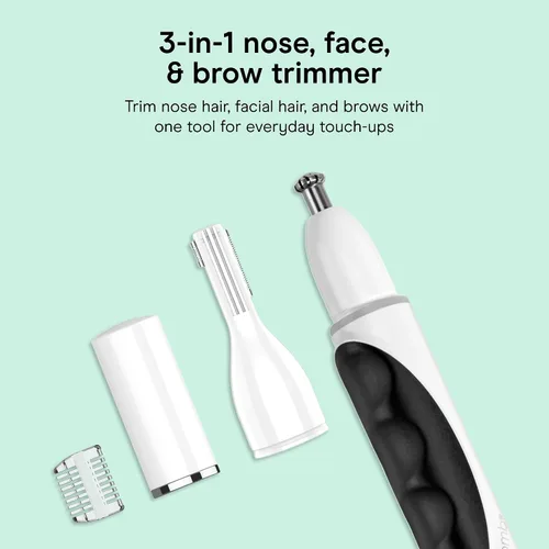 Vista 6 de Conair GIRLBOMB Recortador de Pelo de Nariz para Mujeres, Eliminación de Vello Facial para Mujeres Funciona con Pilas, Hoja Biselada 360°