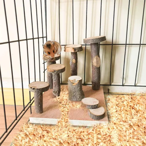 Vista 3 de Plataforma de hámster de madera Climb Toy Cage Accesorios para hámster enano jerbo
