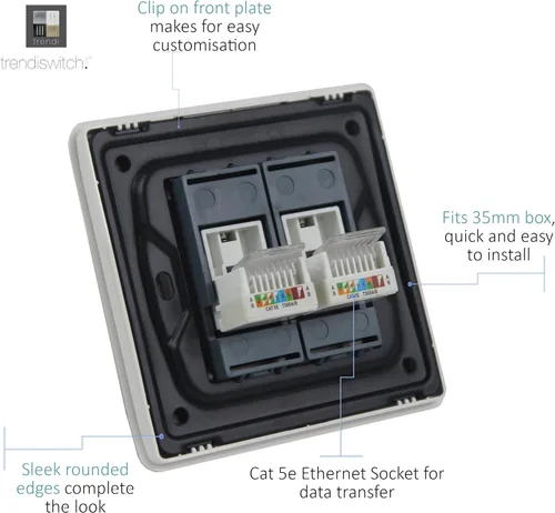 Vista 3 de Trendi Switch ART-2PCLG - Enchufe para PC, color gris claro