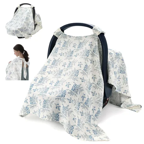 Vista 18 de Fundas de asiento de automóvil 100% muselina de algodón para bebés, funda universal para asiento de automóvil de bebé, cubierta de asiento