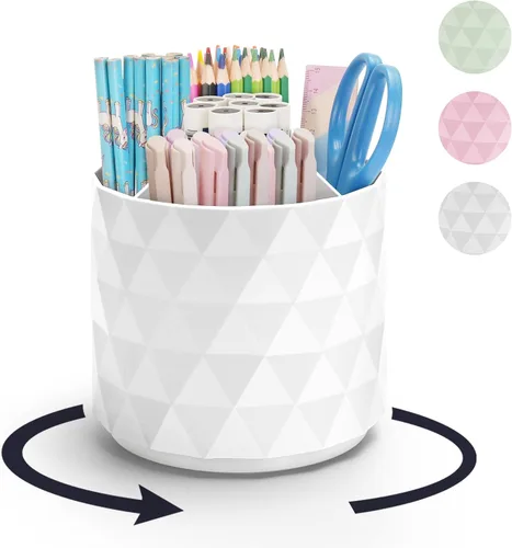Vista 8 de minimaliving Organizador de Escritorio, Portabolígrafos con Brillo de Diamante para Escritorio, Accesorios de Oficina Giratorios 360°, Portalápices