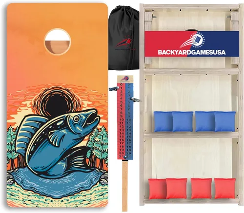 Vista 68 de CornholeGamesUSA Pro - Juego de tablas de Cornhole Fabricado en Estados Unidos Abedul báltico 3/4 Sin rebote Patas triples gruesas Dos