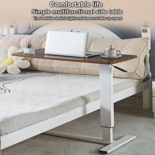 Vista 8 de Sude Table - Mesa auxiliar pequeña, mesa auxiliar movible, fácil de montar, resistente a los arañazos, altura ajustable, mesa de noche con ruedas
