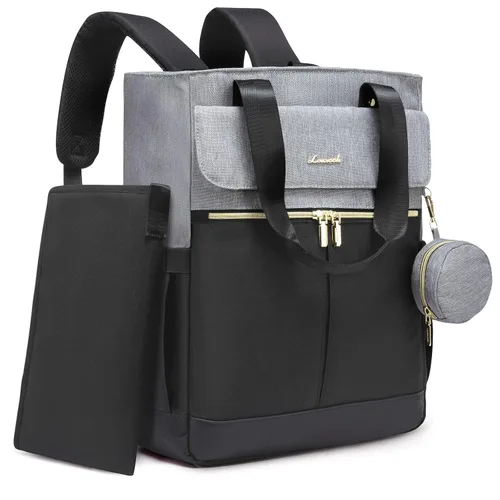 Vista 14 de LOVEVOOK Mochila para pañales con bolsillos aislados, bolsa de bebé para niñas y niños con cambiador, bolsa de pañales grande con funda para Negro