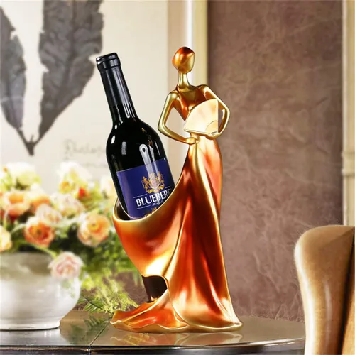 Vista 7 de Elegante soporte para botella de vino Ornamento Vino Soporte para botella individual Soporte Estante (azul)