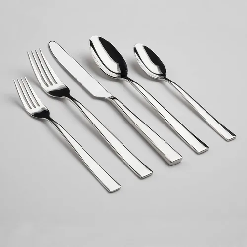 Vista 3 de Gourmet Settings Juego de cubiertos de acero inoxidable pulido, 60 piezas, 12 cubiertos de cocina, cuchillo, tenedor, cuchara