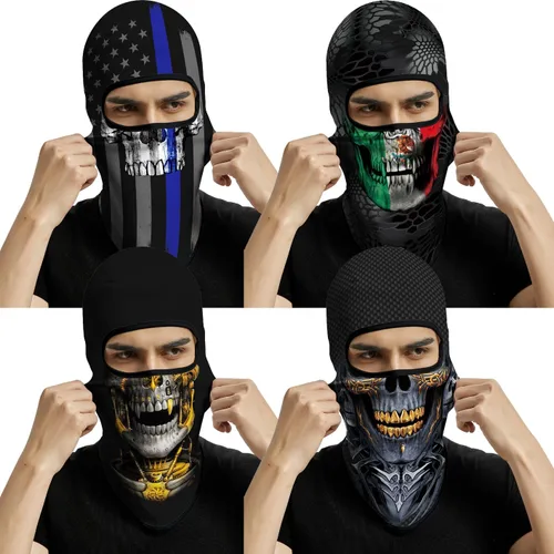 Vista 50 de Pasamontañas 3D, máscara de cara completa, resistente al viento, máscara de esquí con calavera táctica para motocicleta, ciclismo, Halloween 4