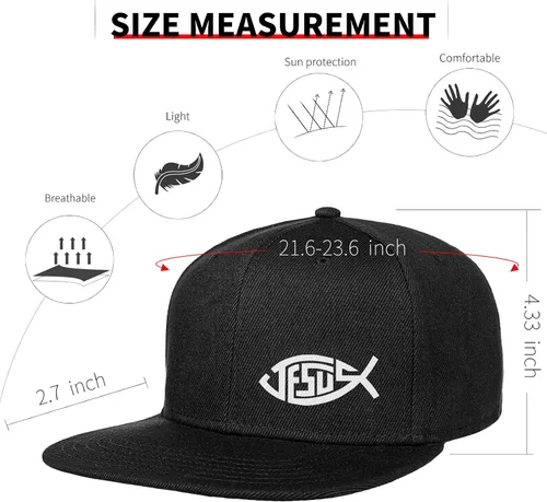 Vista 7 de Gorra de béisbol ajustable para hombre, gorra de béisbol plana con broche de presión, color negro