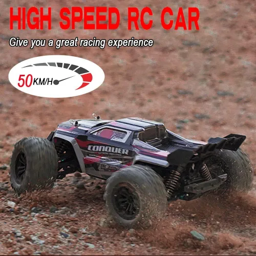 Vista 3 de Coches RC 1:16 Escala Auto de Control Remoto 50 KMH Alta Velocidad 4WD Camión RC para Niños Adultos Niños 2.4 GHz Todo Terreno RC Buggy Fuera