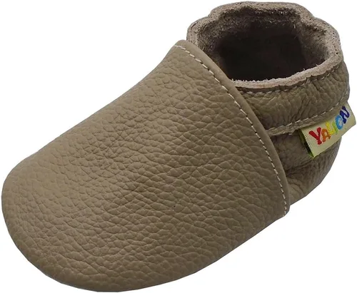 Vista 11 de YALION - Mocasines de cuero suave para bebés, niños y niñas, para gatear y dar sus primeros pasos