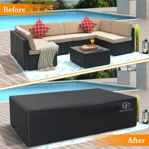 Vista 7 de Cubiertas para muebles de patio STARTWO impermeables, resistentes a los rayos UV, resistentes a los desgarros, resistentes para 7-12 asientos