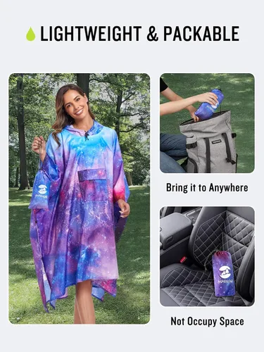 Vista 4 de Impermeable con capucha estilo poncho, para hombres y mujeres