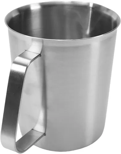 Vista 2 de Bettomshin 1 taza medidora métrica de 16.9 fl oz, taza medidora de acero inoxidable, taza de espuma de leche con marca y asa, tazas de mezcla