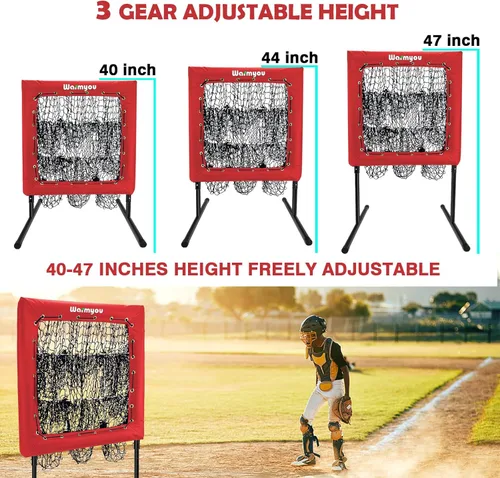 Vista 2 de Pitching Net, Portable 9 Hole Baseball & Sotball with Strike Zone - Height Adjustable Easy Setup for Indoor/Outdoor