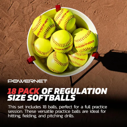 Vista 6 de PowerNet Softball Batting Practice Equipment - Bucket of 11" & 12" Softballs, Weighted & Flexi Balls, Crushers