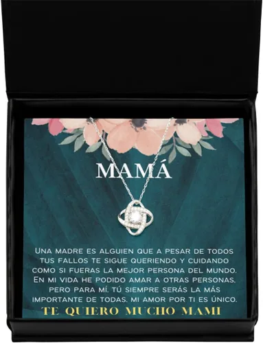 Vista 15 de Collar para mamá con mensaje personalizado, regalo de aniversario de boda o Navidad, cadena para mujer