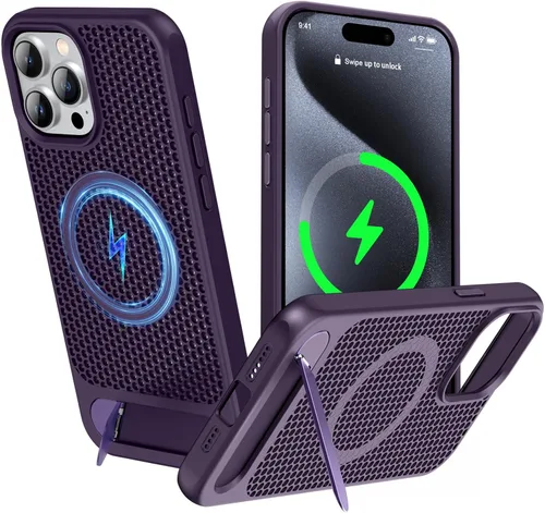 Vista 9 de Funda magnética de disipación de calor para iPhone 13 Pro Max, para MagSafe, protección contra caídas Coolingf, funda con función atril ajustable