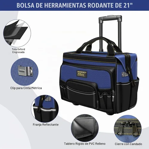 Vista 5 de AIRAJ - Bolsa de herramientas rodante de 21 pulgadas con ruedas y juego